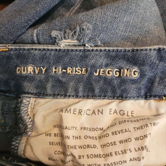 American Eagle Jeans 6 R Dream Jean Hi Rise Curvy Tummy Control Ripped Stretch - Picture 6 of 12